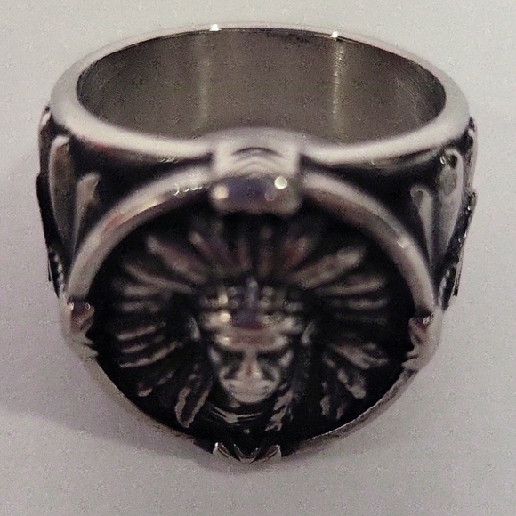 889- Native American Chief Handmade Men's Ring Size 10 NWT - Picture 4 of 9
